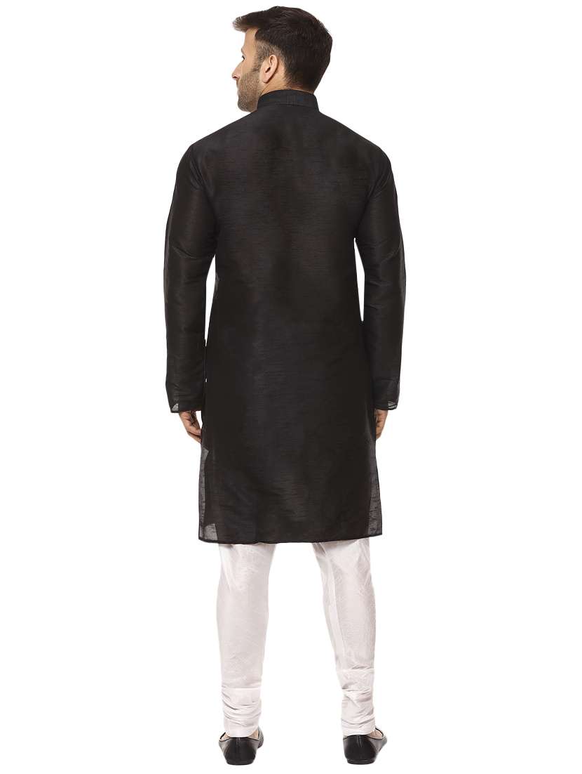 Black Pure Silk Kurta Pyjama Set