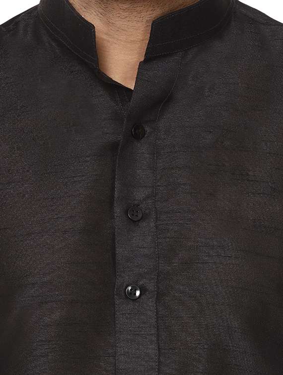 Black Pure Silk Kurta Pyjama Set