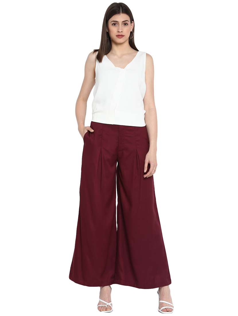 Pleat Detail Wide Leg Trouser