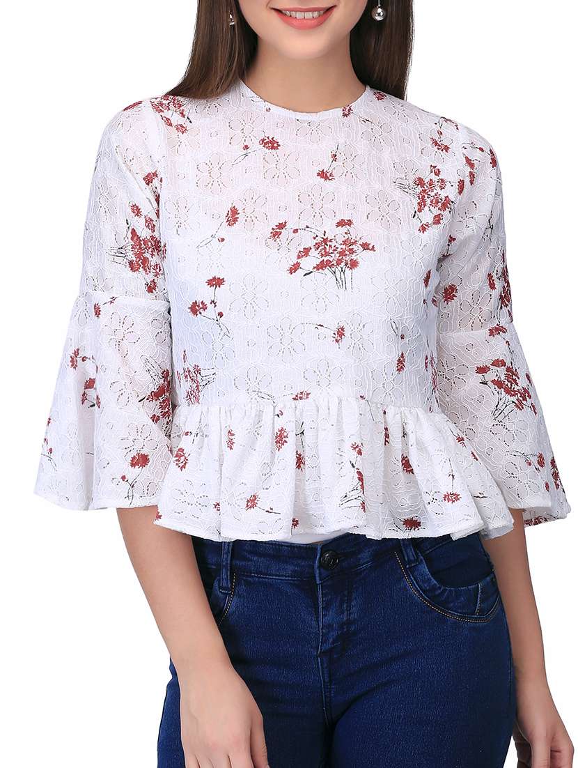 Women's Peplum Round Neck Top