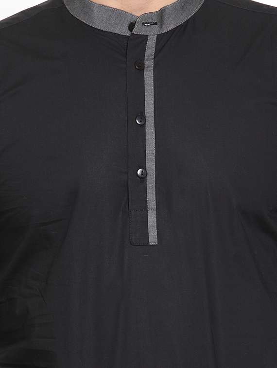 Black Solid Short Kurta
