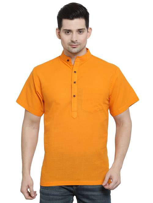 Orange Solid Short Kurta