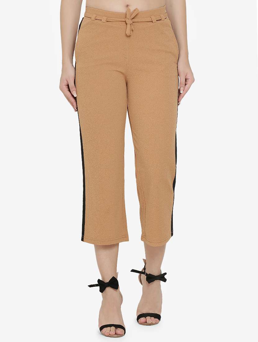 Contrast Taped Tie Up Waist Trouser