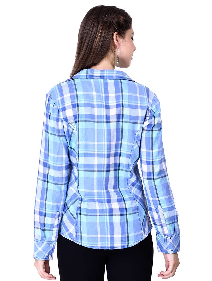 Mandarin Neck Checkered Shirt 