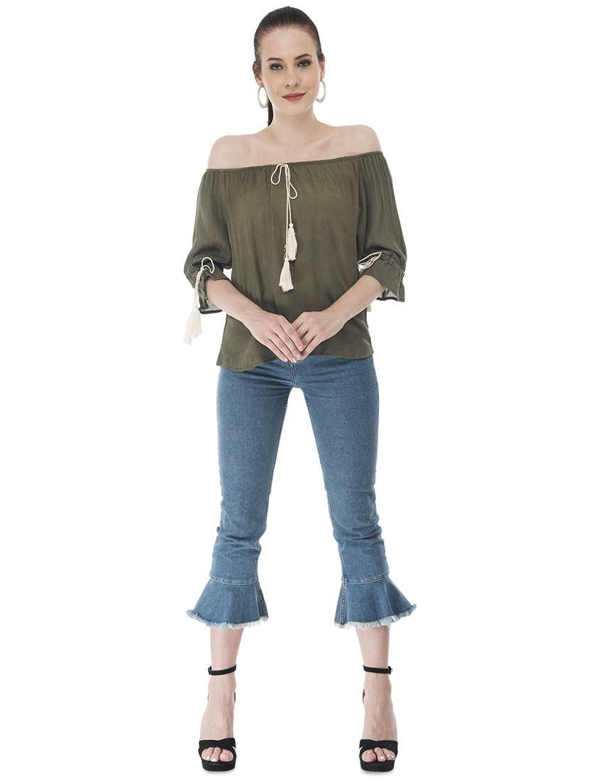 Women's Straight Tie Up Neck Top