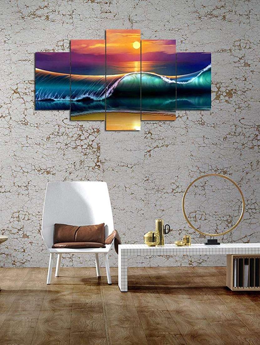 Digital Print 5 Panel Wall Art Wooden Painting 