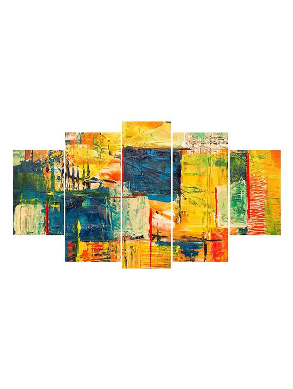 5 Panel Beautiful Print Wooden Painting 