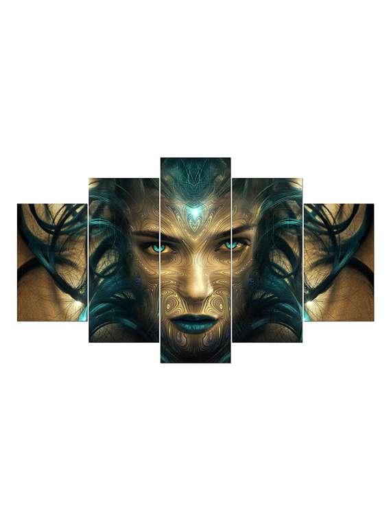 5 Panel Face Wall Wooden Painting