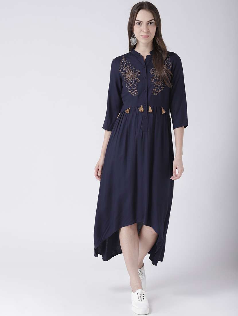 Embroider Detail High Low Dress 
