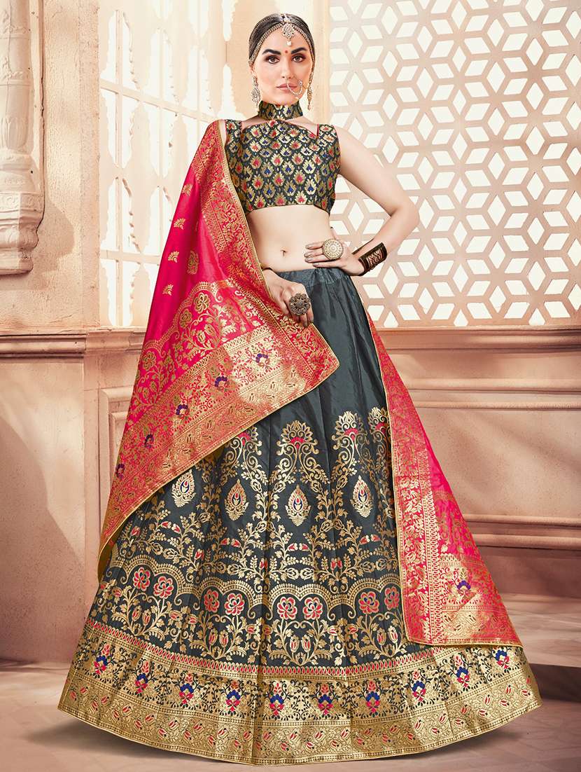 Self Design Panelled Lehenga