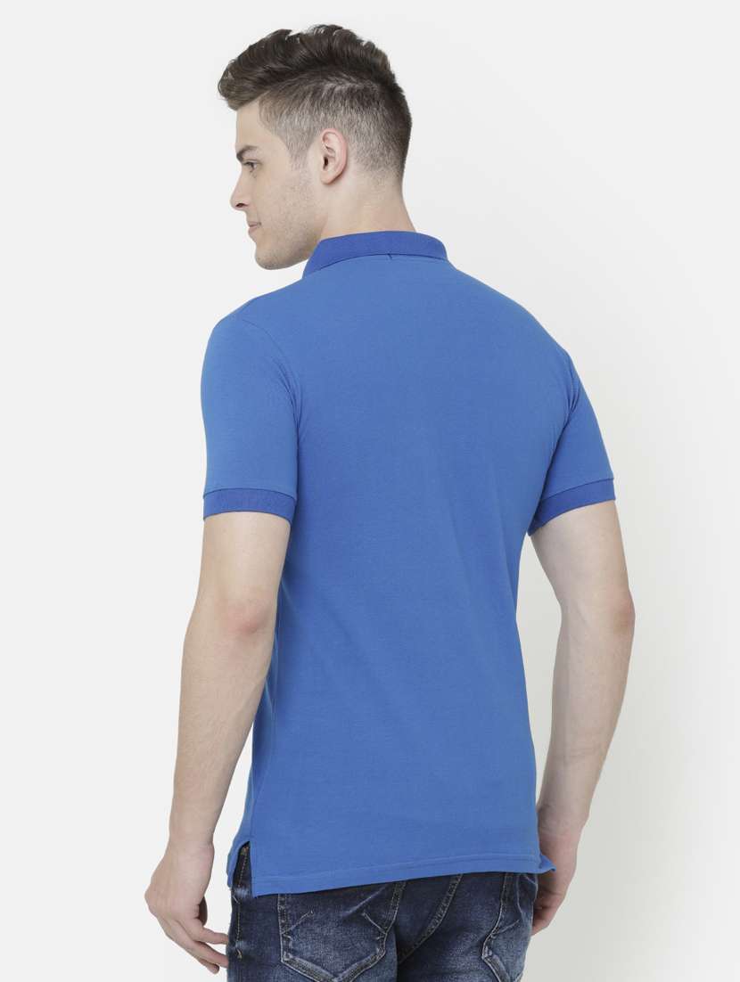 Blue Solid Polo T Shirt