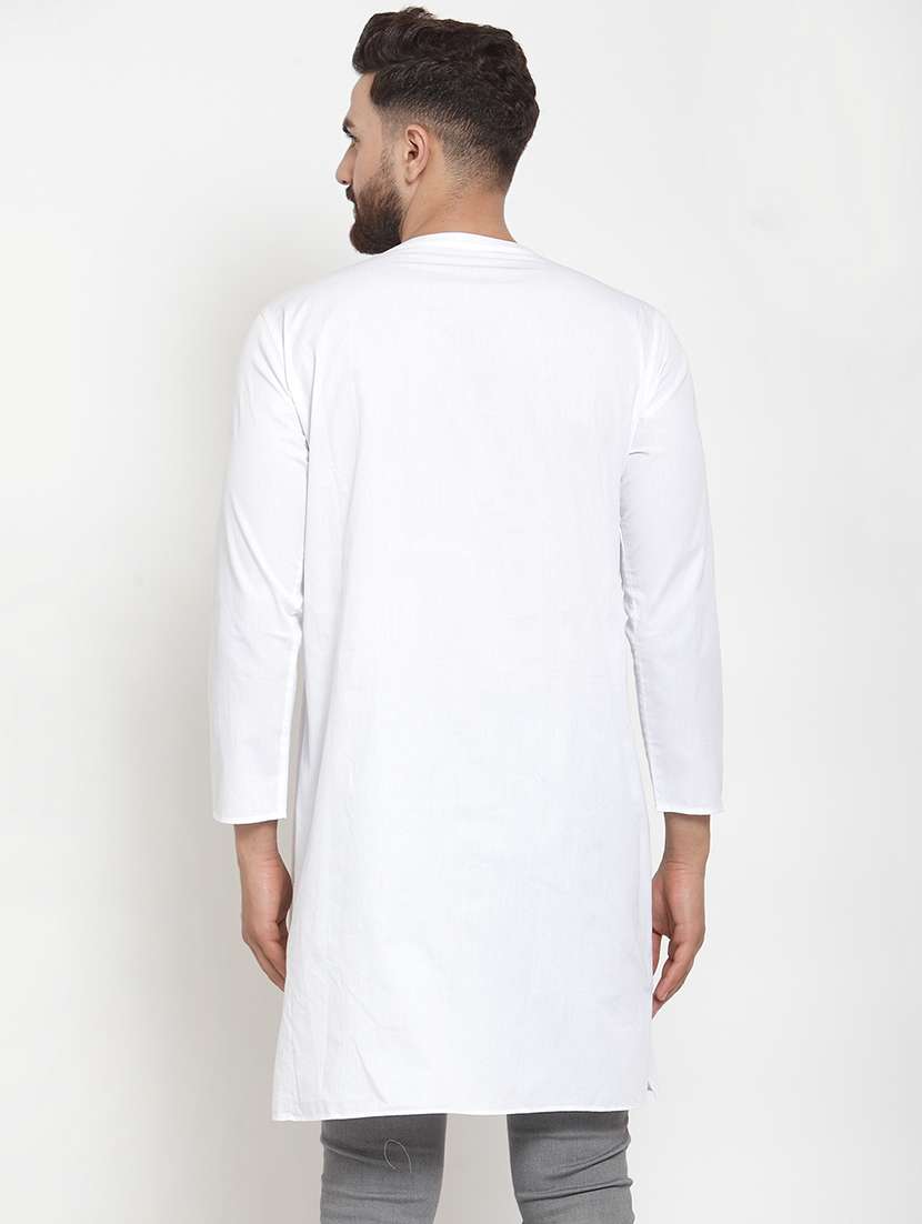 White Solid Asymmetric Kurta