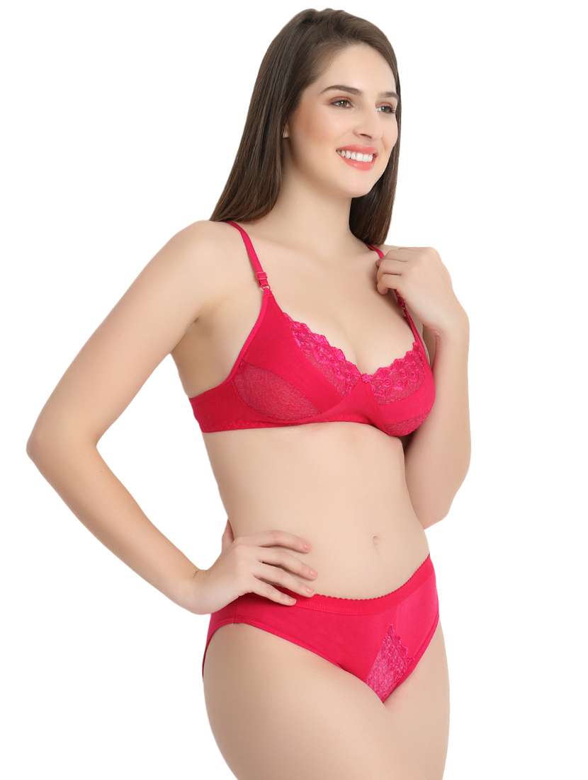 Floral Patch Lace Detail Bra & Panty Set 
