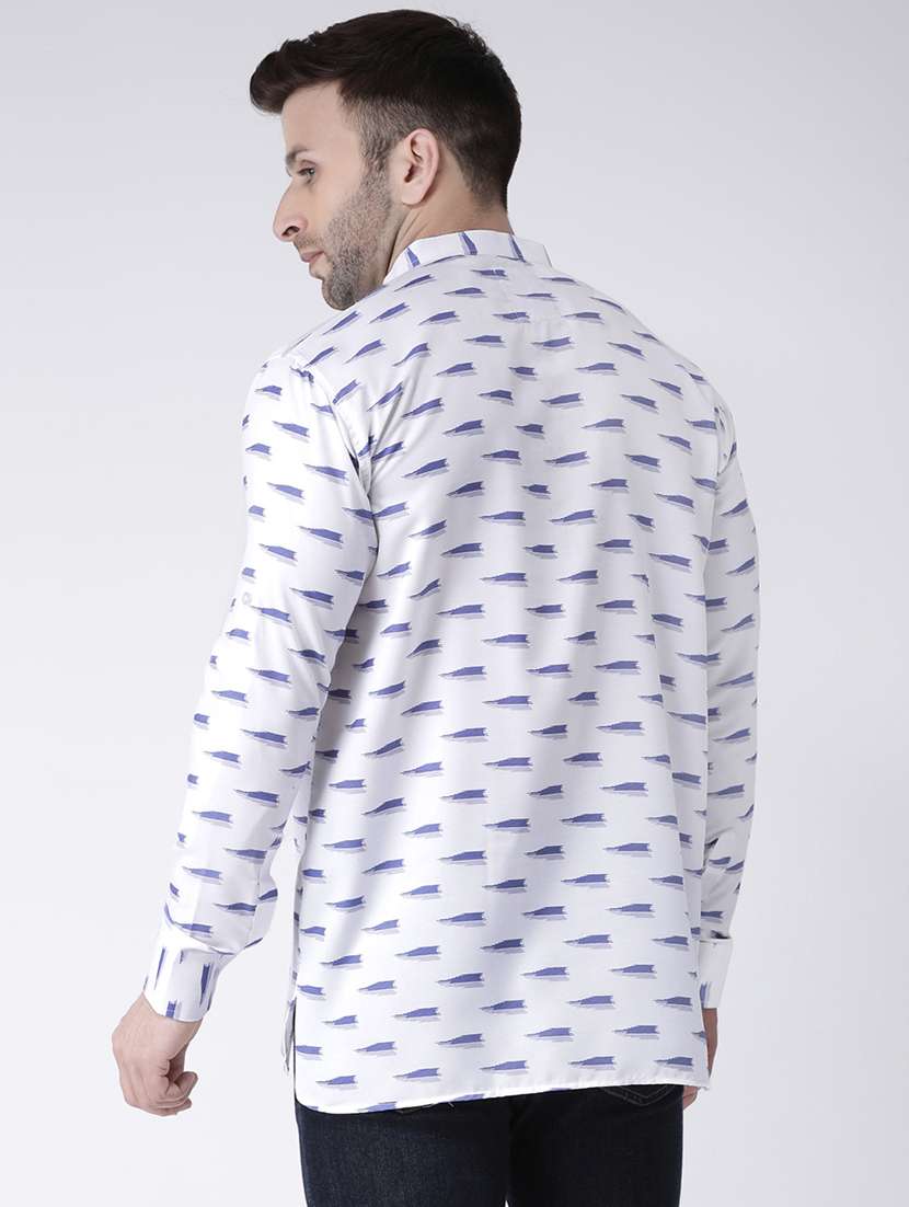 White Printed Short Kurta