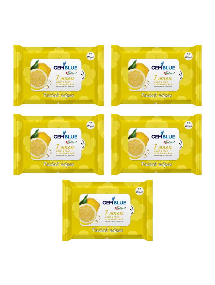 Gemblue Biocare  Lemon Facial Wipes Pack Of 5