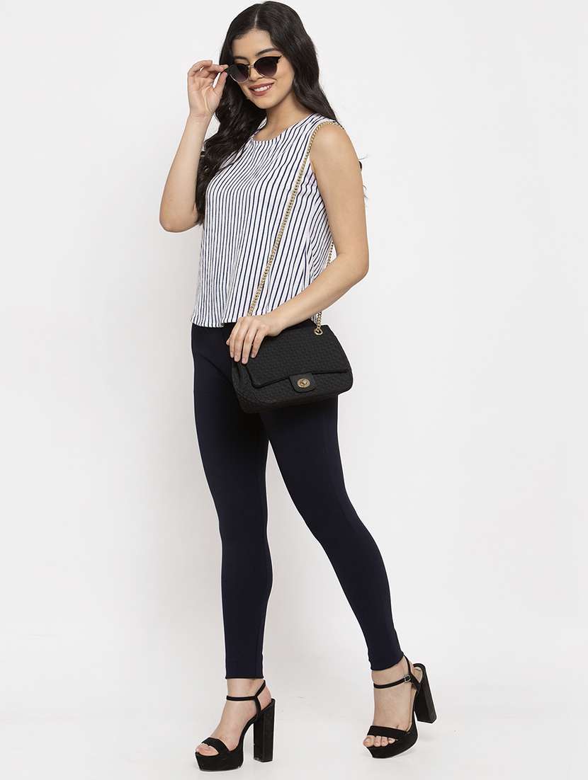 Navy Blue Poly Spandex Jeggings