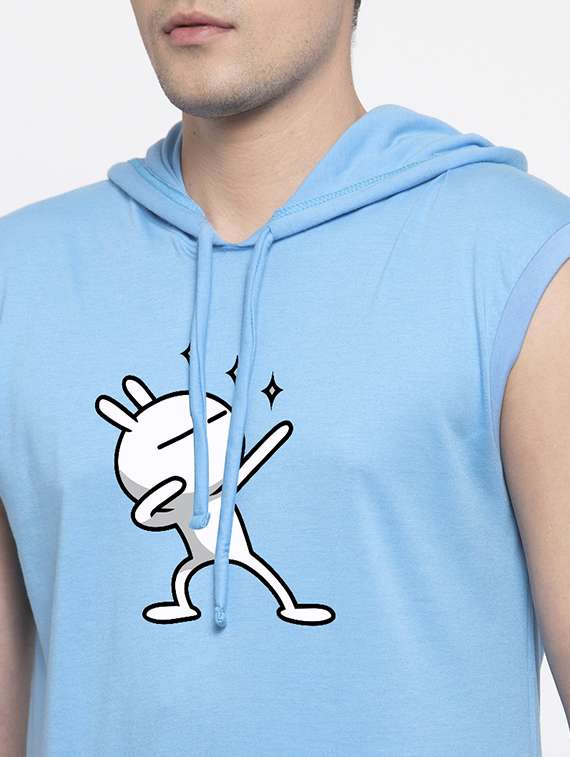 Light Blue Chest Print T Shirt