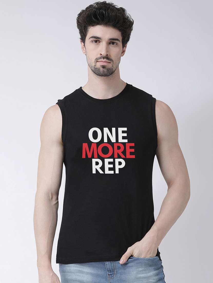 Black Chest Print Round Neck T Shirt