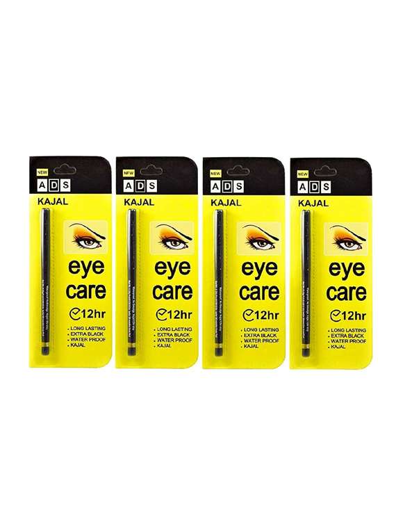 Ads Pack Of 4 Waterproof Eye Care  12 Hr Long Lasting Kajal