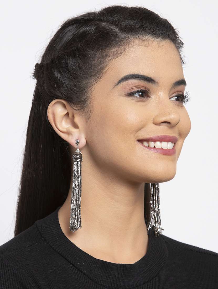 Silver Metal Drop Earring