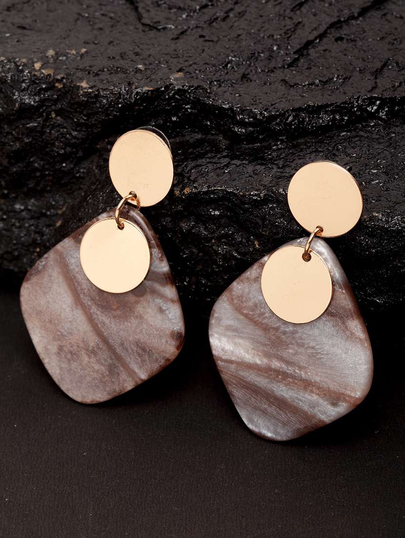 Grey Metal Drop Earring