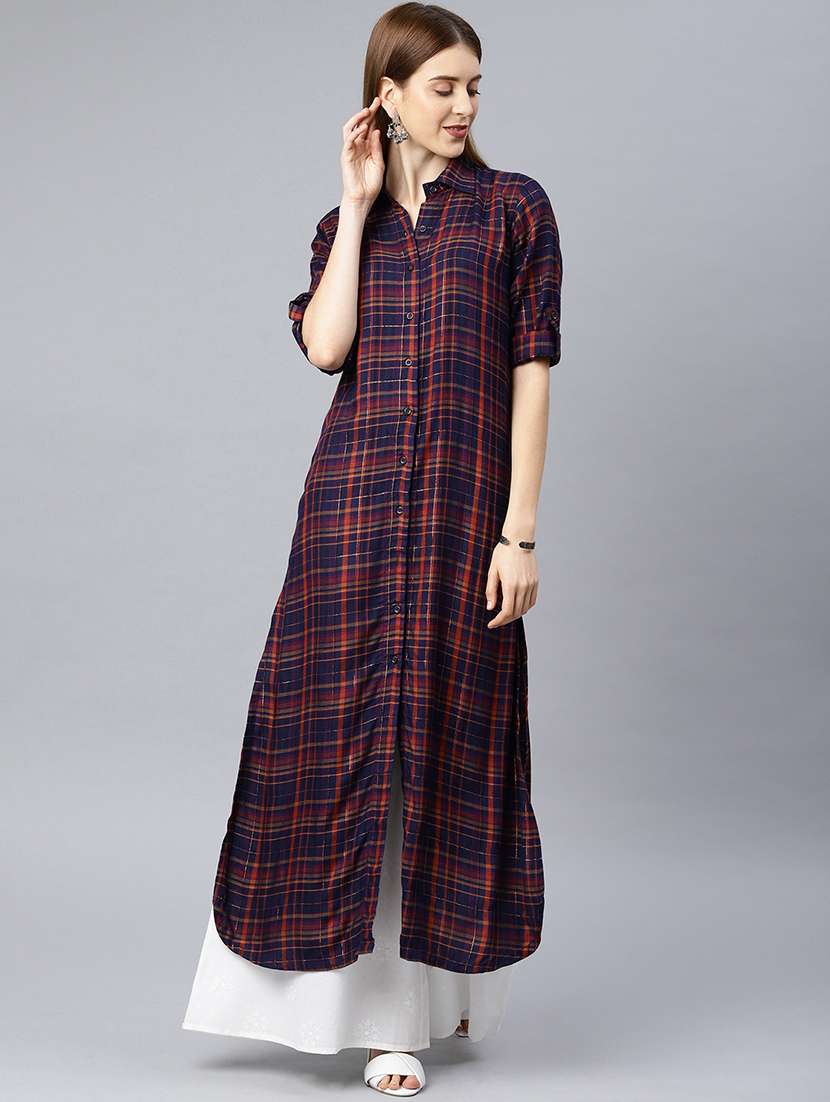 Checkered A Line Kurta