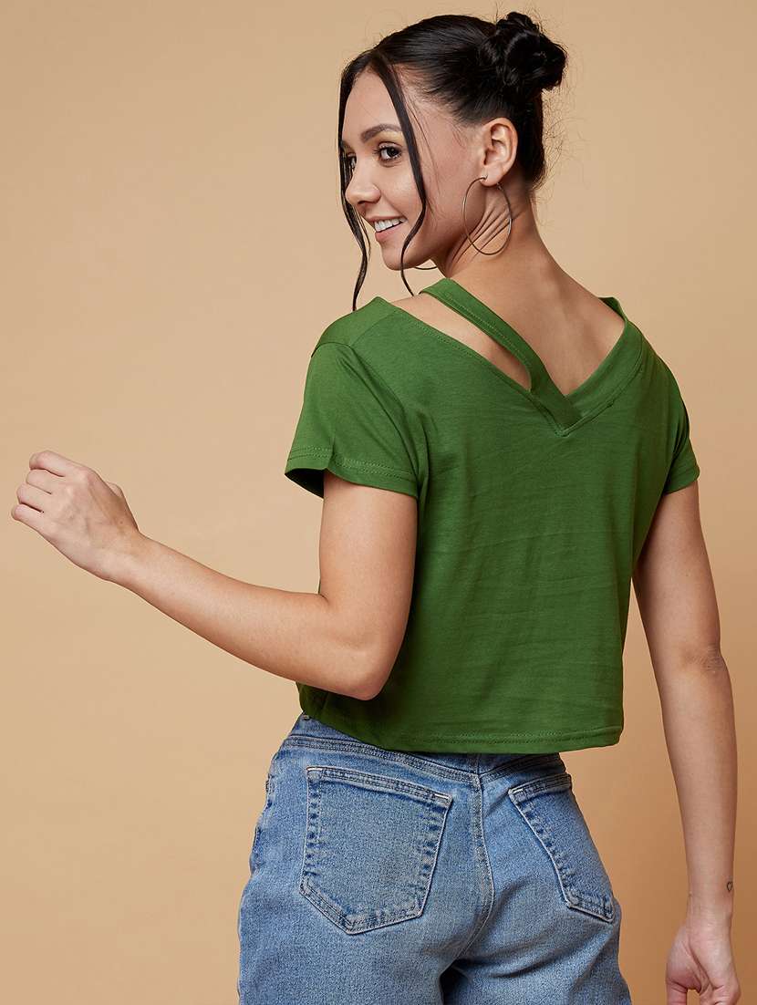 Women's Crop V Neck Top