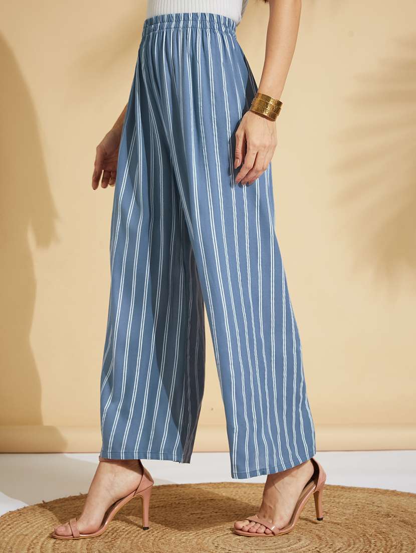 High Rise Striped Palazzo 