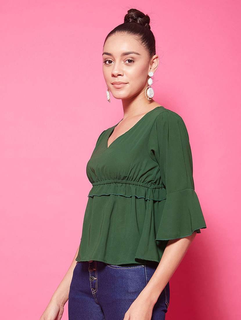Women's Peplum V Neck Top