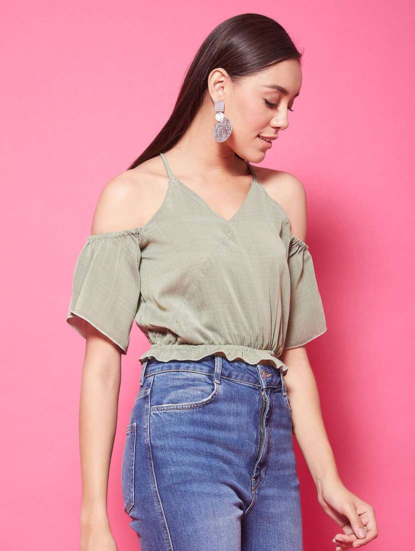 Women's Crop V Neck Top