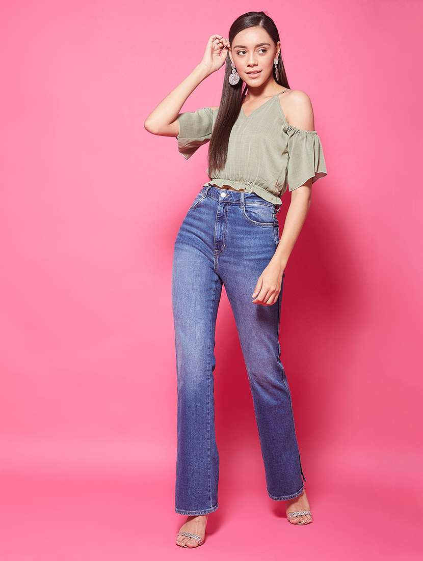 Women's Crop V Neck Top