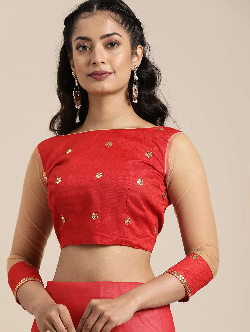 Ruffle Embroidered Saree With Blouse