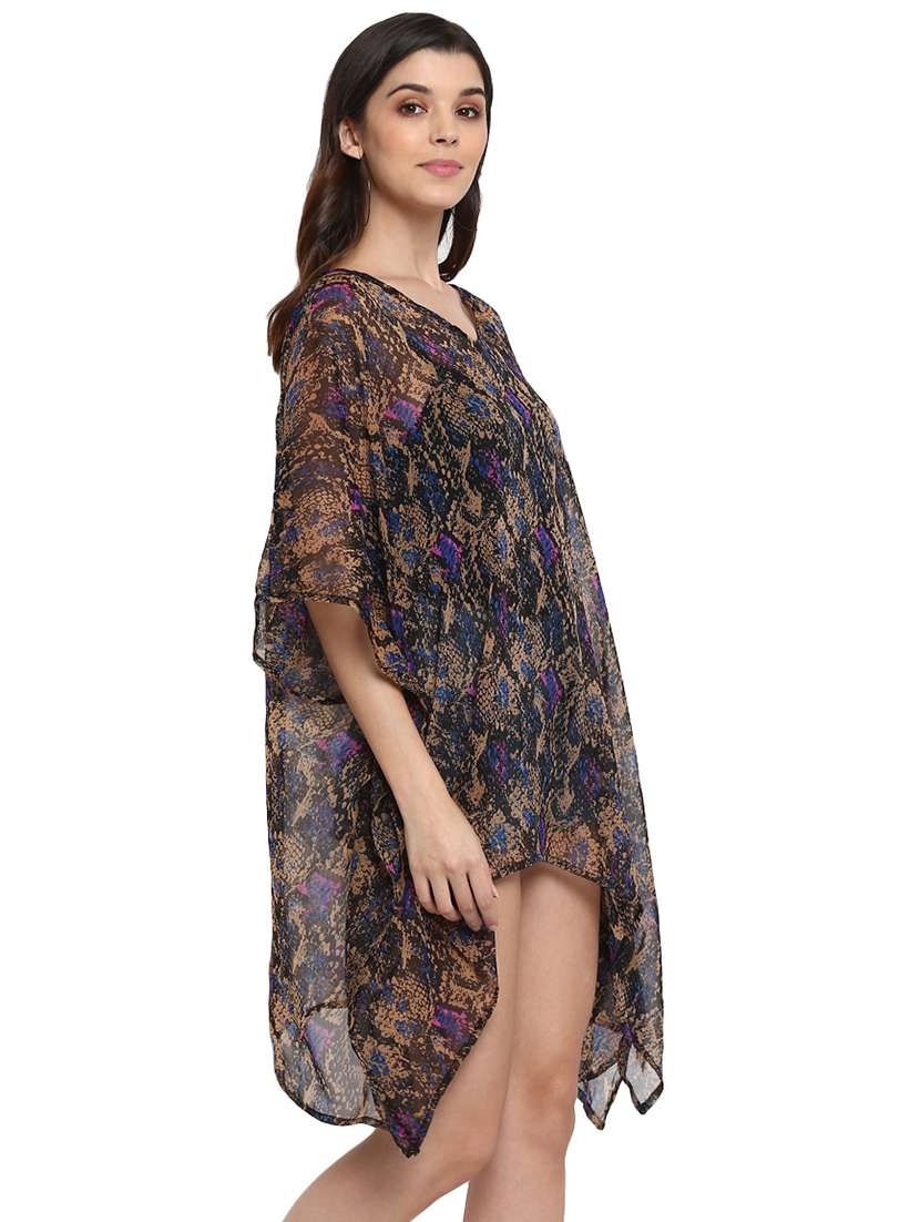 Brown Animal Kaftan Tunic 