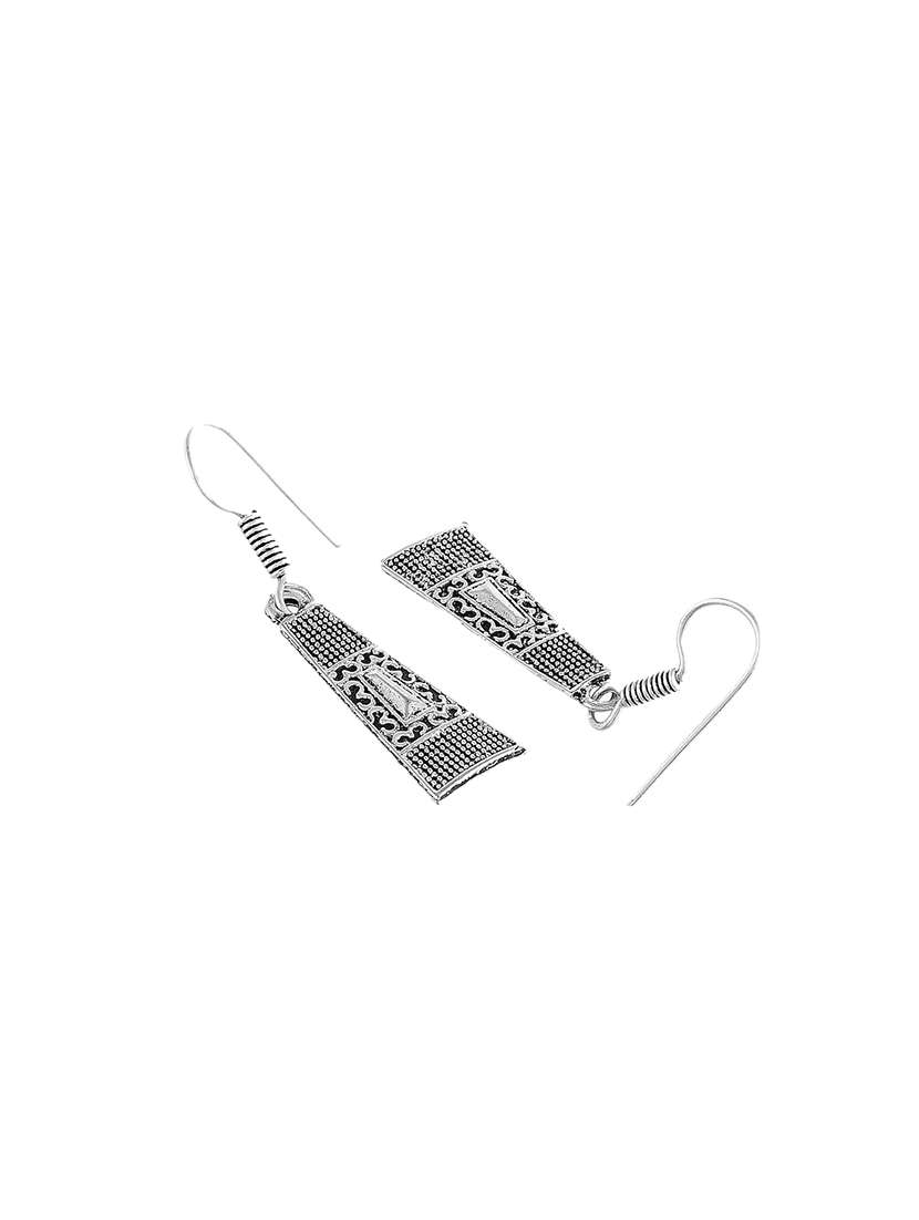 Oxidised Silver Short Necklace With Earring