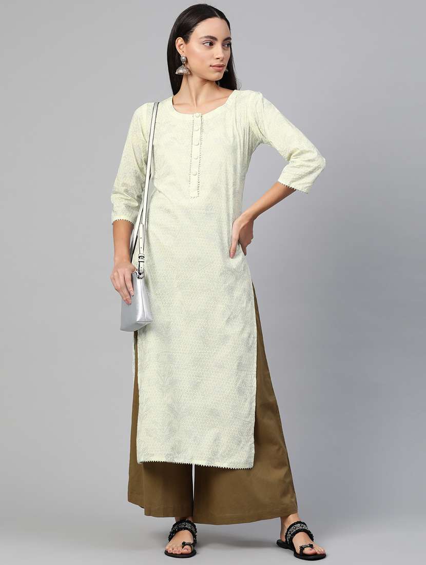 Self Design Straight Kurta