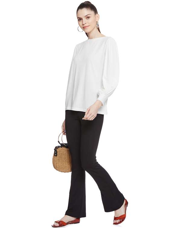 Women Solid Flat Front Bootcut Pants