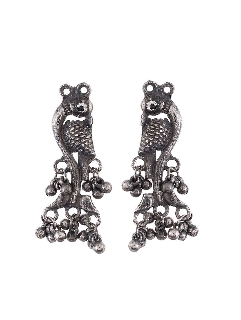 Oxidized Silver Plated Necklace With Earrings