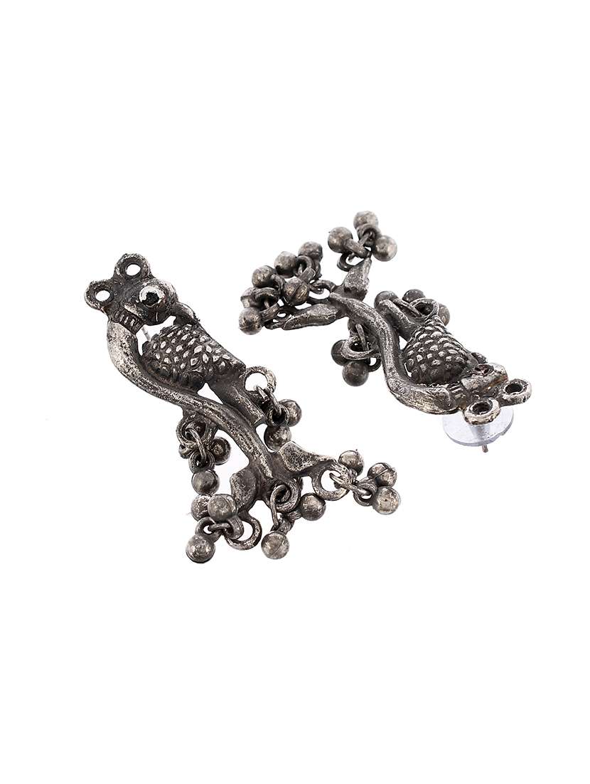 Oxidized Silver Plated Necklace With Earrings
