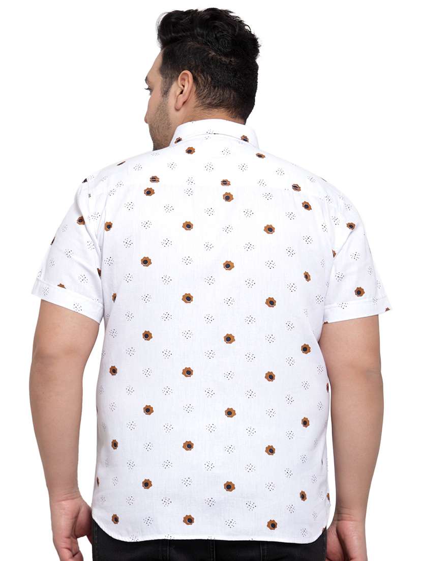 Plus Size White Floral Print Casual Shirt