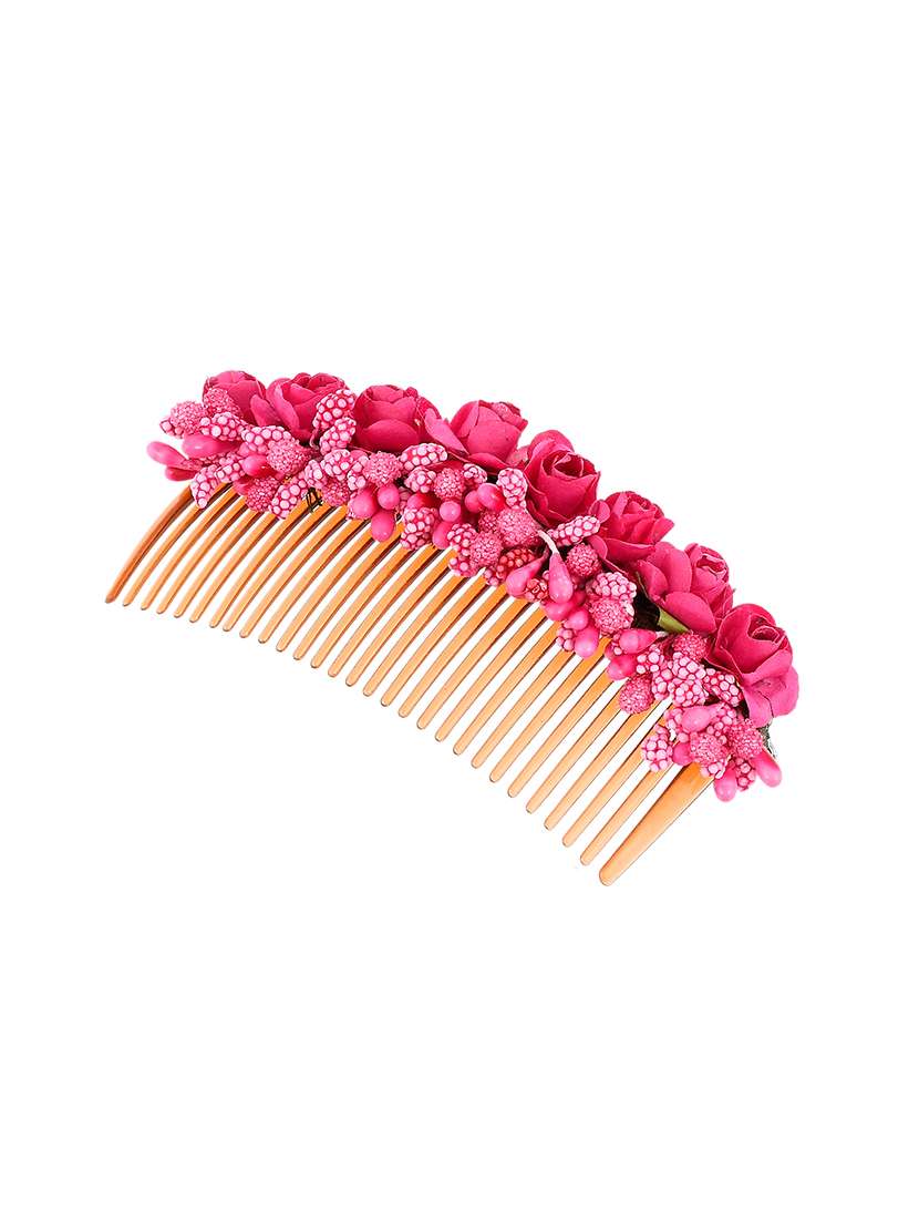 Women Pink Floral Handcrafed Hair Accessory