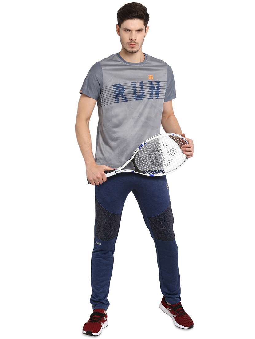 Blue Color Block Full Length Track Pant
