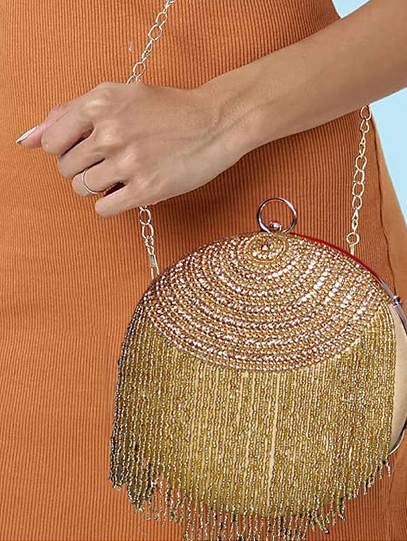 Gold Silk Box Clutch
