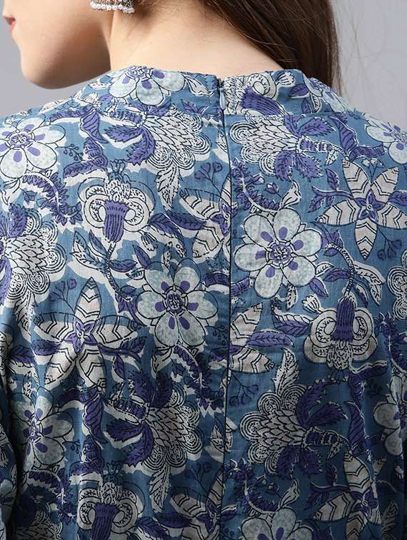 Blue Printed Anarkali Kurta