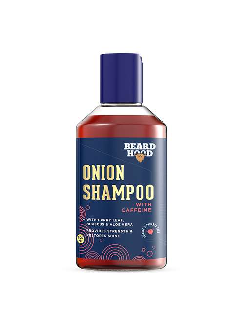 Beardhood Onion Shampoo With Caffeine For Hair Growth & Hairfall Control   Sulfate & Paraben Free, 200ml