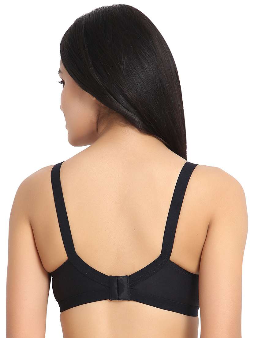Black Cotton Blend Tshirt Bra
