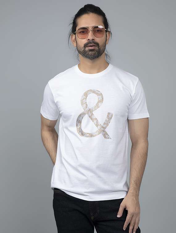 White Printed T Shirt