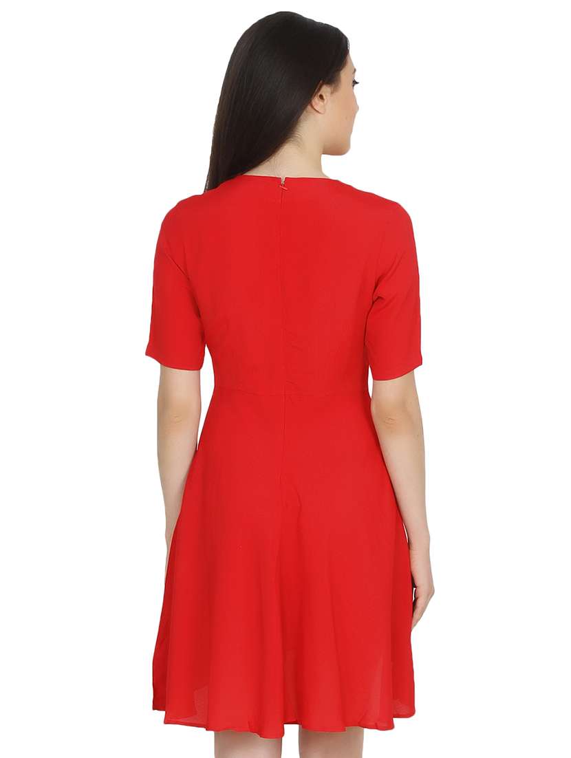 Crew Neck Flared Dress 