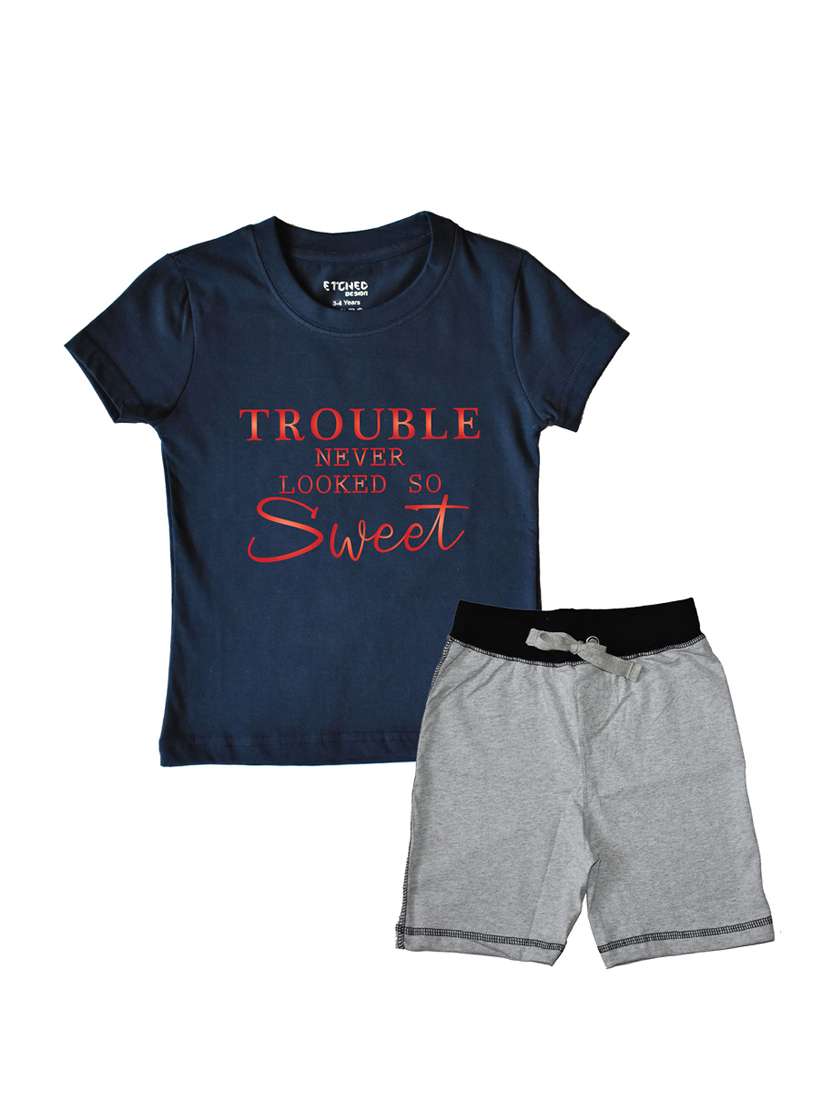 Pack Of 2 Typography Printed Shorts Set