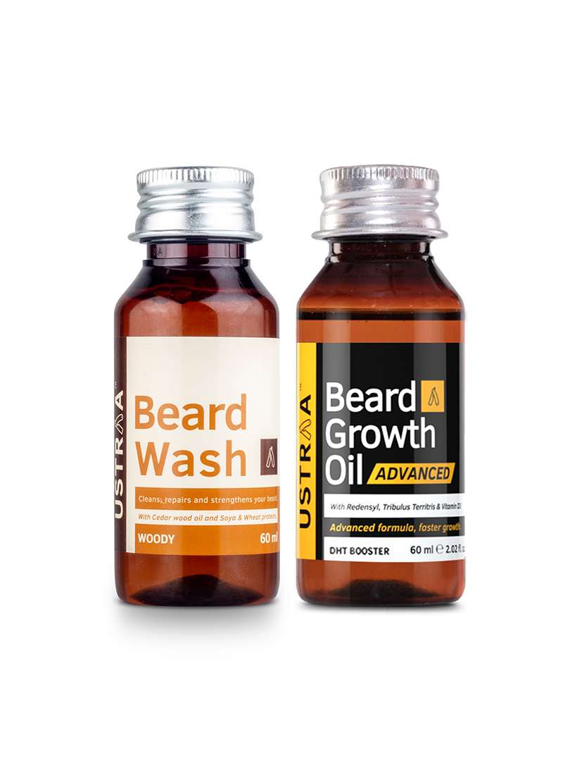 Ustraa Beard Growth Oil Advanced   60ml And Ustraa Beard Wash Woody   60ml