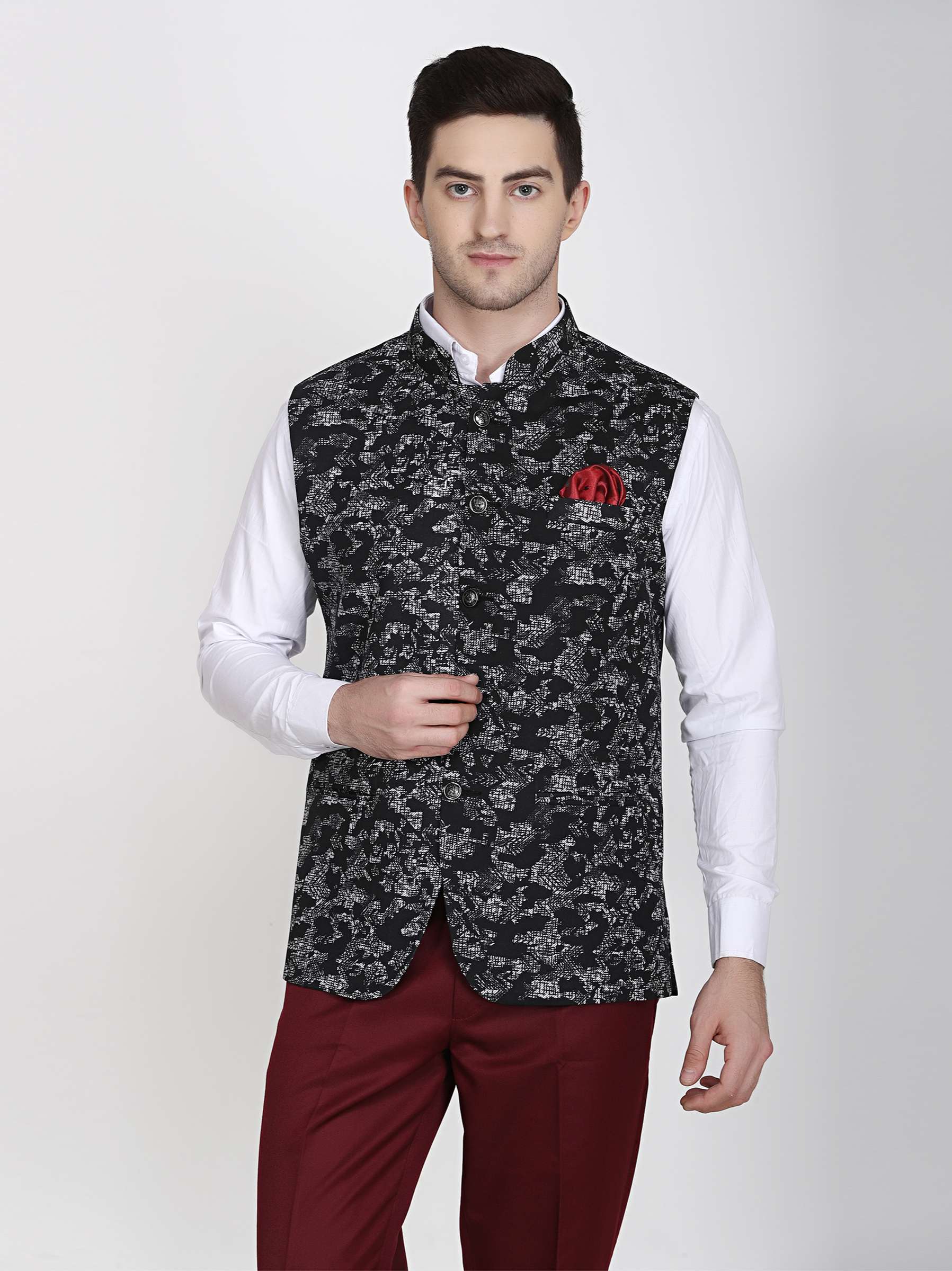 Buy online Men Cotton Blend Party Wear Waistcoat from Jackets for